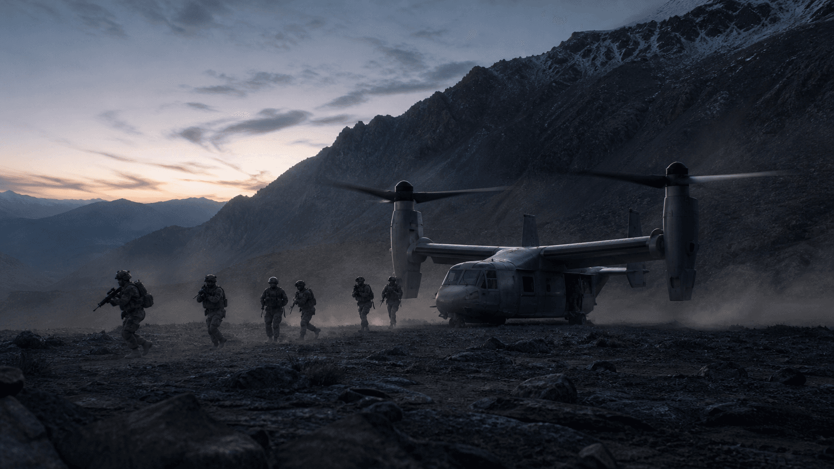The task force deploying into a mountain theater